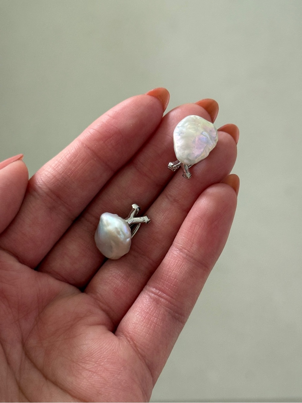 White Freshwater Baroque Pearl Earrings